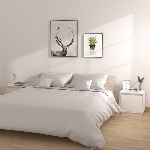 VidaXL noćni ormarići 2 kom bijeli 40 x 30 x 40 cm od masivne borovine Slike