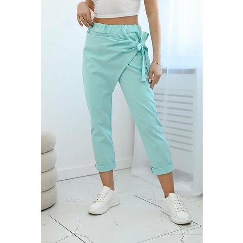 Kesi Trousers with asymmetrical mint tie at the front Cene