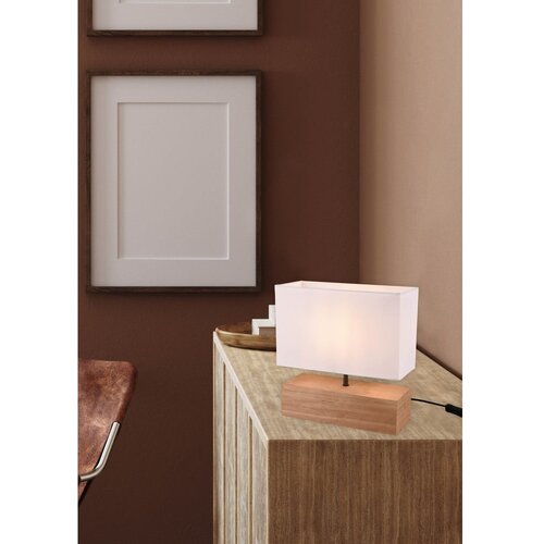 Trio Leuchten Bijela/u prirodnoj boji stolna lampa s tekstilnim sjenilom (visina 30 cm) Woody – Cene