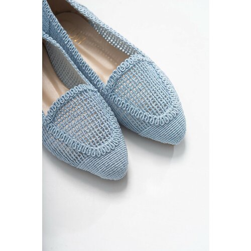LuviShoes Women's Blue Knitted Flat Flat Shoes 101 Slike