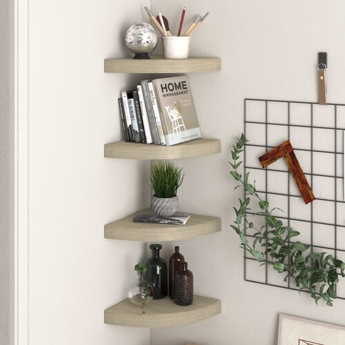 vidaXL Plutajuće kutne police 4 kom boja hrasta 25 x 25 x 3,8 cm MDF Cijene