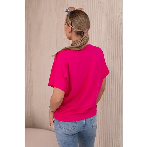 Kesi Cotton blouse with decorative fuchsia bow Cene