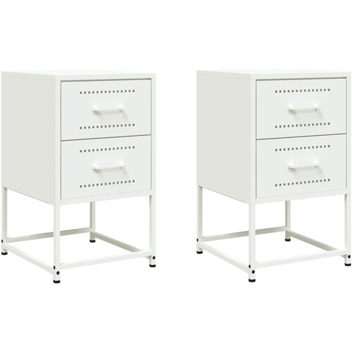 Maison Chic Dvo delni komplet Nočne omarice - Nočne mize bela 36x39x60,5 cm jeklo, (21686917) Slike
