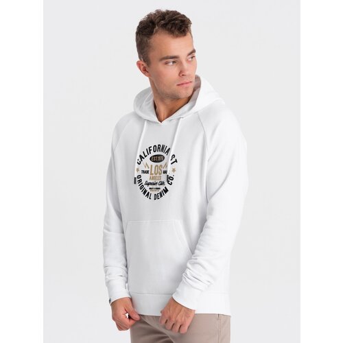 Ombre Men's printed kangaroo sweatshirt - white Cene