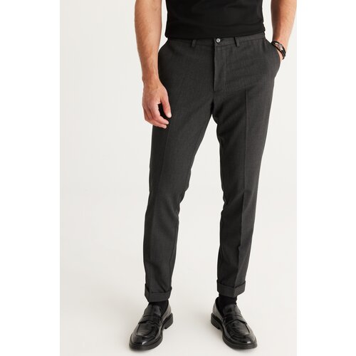 Altinyildiz classics Men's Gray Slim Fit Slim Fit Elastic Waist Flexible Classic Fabric Trousers Slike