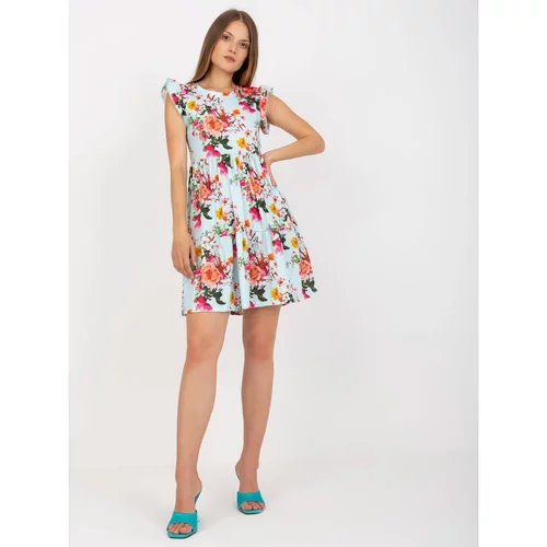 Fashion Hunters Light blue floral dress with ruffles on the sleeves