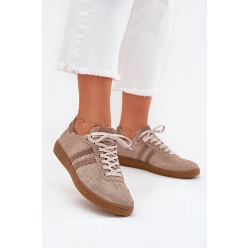 Zazoo Suede Low Sneakers Women Dark Beige N1068 Slike