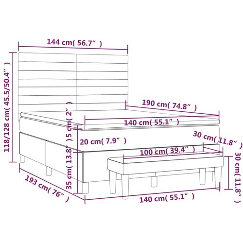  Krevet s oprugama i madracem plavi 140 x 190 cm od tkanine Slike