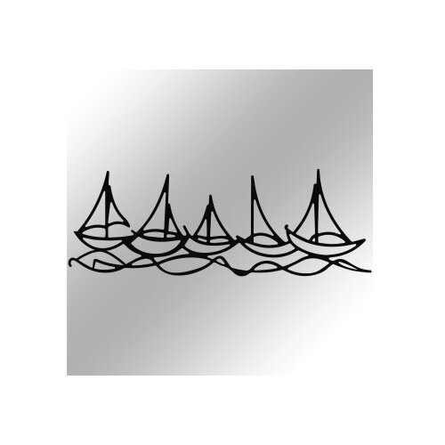 Opviq Zidna dekoracija Brodovi u vodi, 68x24 cm, 1,2 mm, Crna Slike