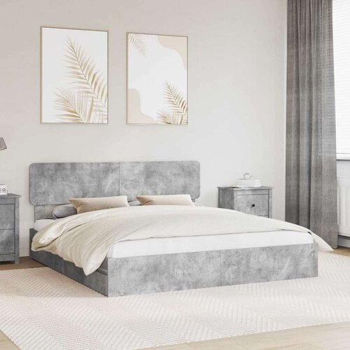  Postelja s shranjevanjem z vzglavjem Betonsko siva 180 x 200 cm, (5000106077) Cene
