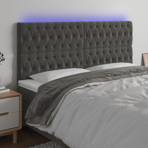 VidaXL LED posteljno vzglavje temno sivo 180x7x118/128 cm žamet Slike