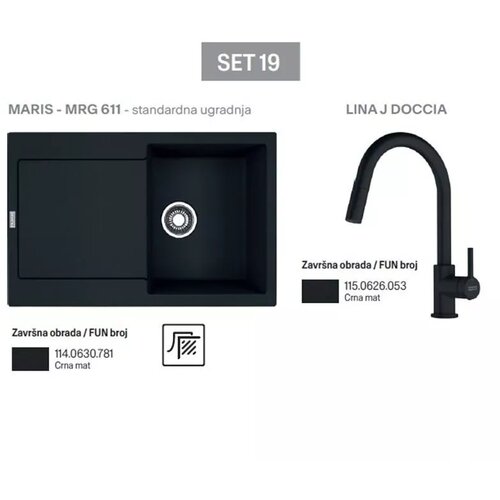 Franke set sudopera MRG 611 crna mat + slavina Lina J-D crna mat Slike