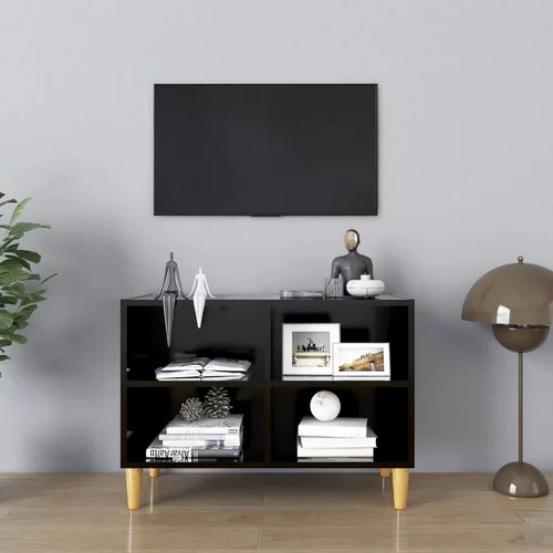 TV ormarić s nogama od masivnog drva crni 69,5 x 30 x 50 cm