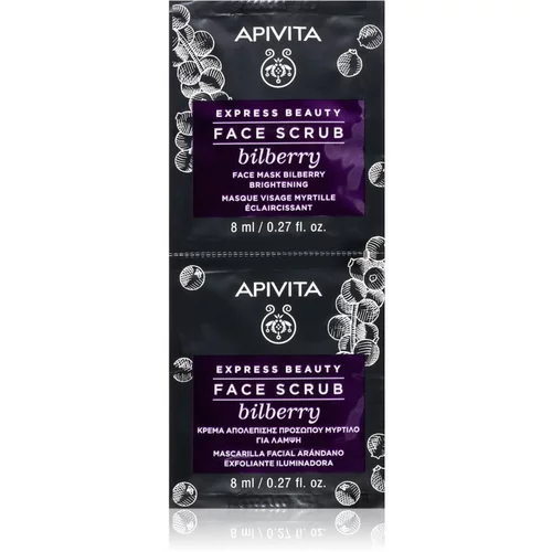 Apivita Express Beauty Bilberry intenzivni čistilni piling za osvetlitev kože 2 x 8 ml