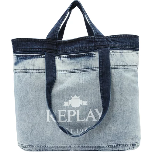 Replay Shopper torba svijetloplava / tamno plava / bijela