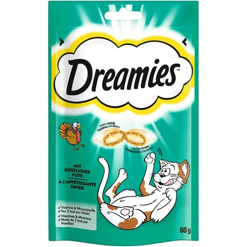 Dreamies 4 + 2 gratis! mačji prigrizki 6 x 60 g - Varčno pakiranje: s puranom (6 x 60 g)