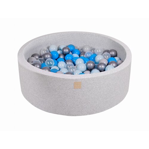 MeowBaby Bazen z žogicami, 90x30 cm z 200 žogicami, bombaž, svetlo siva: modra/prozorna/modra/srebrna/siva, (21289247) Cene