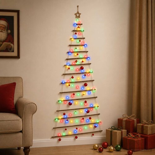  Viseća božićna jelka s kuglicama 30 LED lampica Vi&scaron;ebojno Cijene