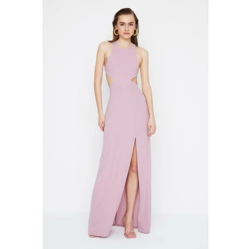 Trendyol X Sagaza Studio Lilac Cut Out Detailed Evening Dress