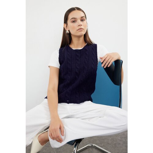 Trendyol navy blue knitted detailed knitwear sweater Slike