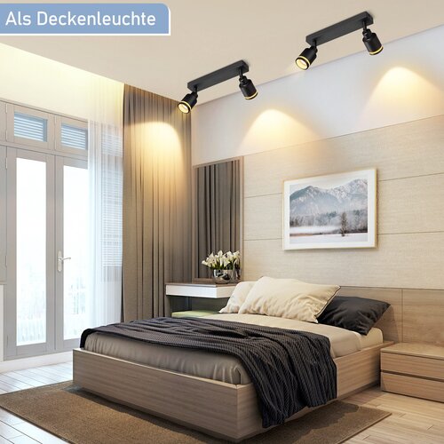 Nettlife Moderna črna stropna svetilka z 2 nastavljivima žarnicama GU10, kovinska, (22116777) Cene