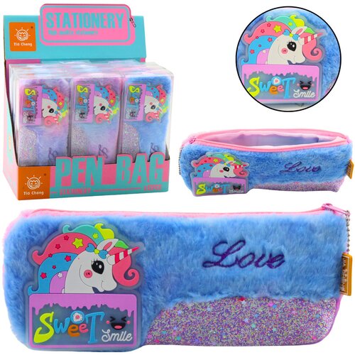  Plush Unicorn Pencil Case Glittering Elements Unicorn Blue Slike