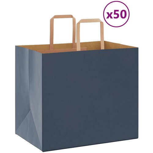  Papirnate vrećice 50 kom s ručkama plave 32x22x28 cm Slike