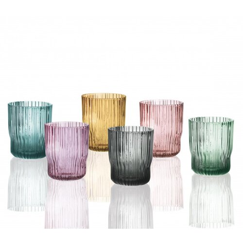 Brandani Set kozarec za vodo, sok Plisse 250 ml / 6 kos / več barv / steklo, (20928698) Slike