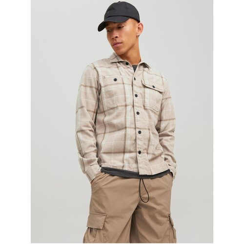 Jack & Jones Cream Plaid Shirt Ben - Men Cene