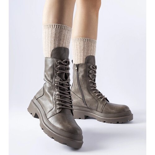 Gemre Zacharie grey lace-up ankle boots with tread Cijene