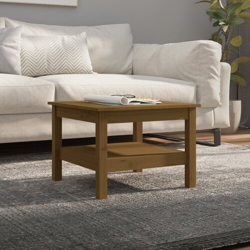 vidaXL Klubska mizica medeno rjava 55x55x40 cm trdna borovina Cene