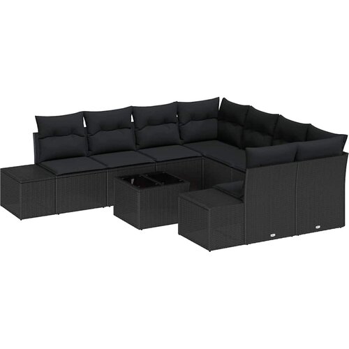  Sjedeća garnitura za vrt 9 kom. Crna poliratan 239 x 62 x 69 cm Slike