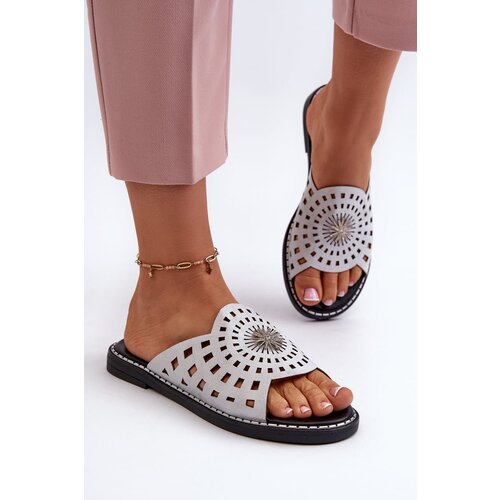 PE2 Shiny Women's Flat Sandals with Silver Ornament Ebirena Cene