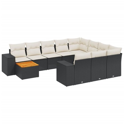  11-dijelni set vrtnih sofa od poliratana s jastucima crni Crna 83 x 62 x 69 cm Slike