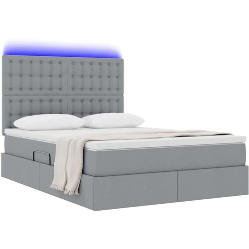  Krevet S LED lampica Svijetlo siva 140 x 190 cm tkanina Slike