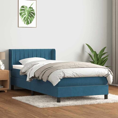 Box spring postelja z vzmetnico temno modra 80x220 cm žamet, (21791735) Slike