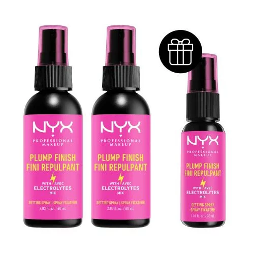 NYX Professional Makeup Plump Finish Set 2x fiksatori šminke 60 ml + fiksatori šminke 30 ml