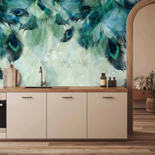  Foto tapeta - Emerald Feathers 150x105 Vodootporna Cijene