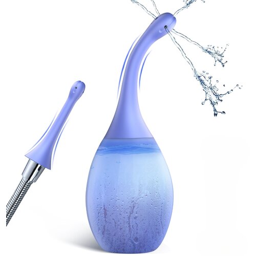 SuperLove Premium Anal Douche Enema with Bendable Silicone Nozzle Blue Slike