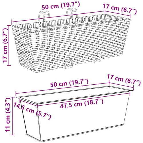  Ograda 2 pcs Crna 50 x 17 x 17 cm Metal Slike