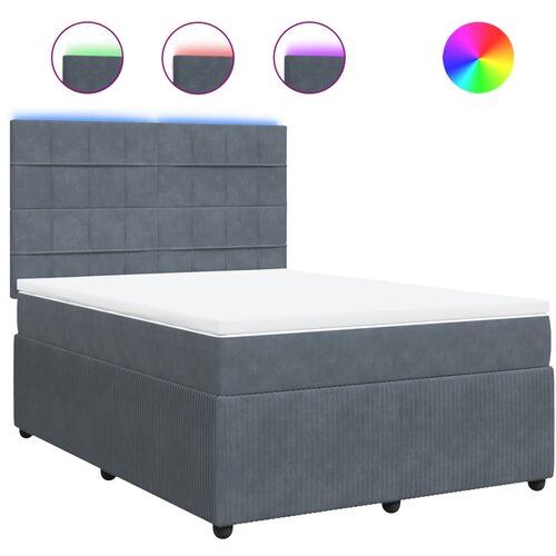 vidaXL Box spring postelja z vzmetnico temno siva 160x200 cm žamet, (21309131) Cene
