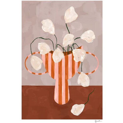 The Poster Club Plakat 50x70 cm White Flowers in Striped Vase – Cene