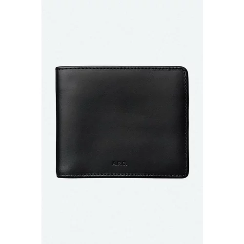 A.P.C. Usnjena denarnica črna barva