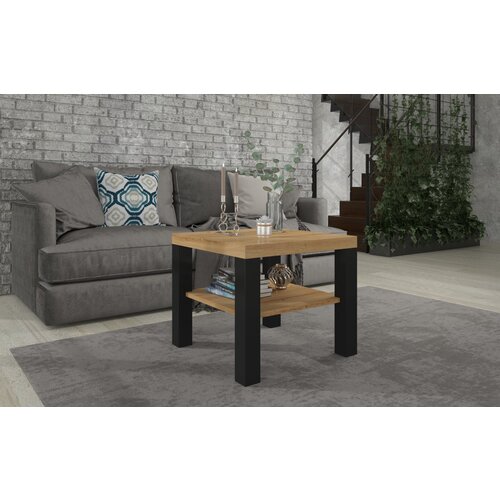 ADRK Moderna kvadratna klub stoli� BILL 60x60 s policom - HRAST ARTISAN-CRNA MAT Cijene