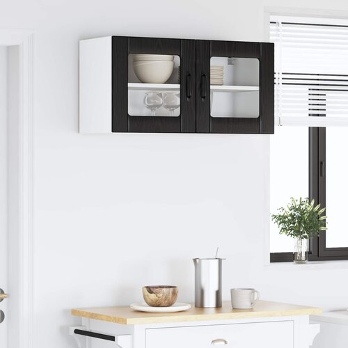  Zidni stakleni ormarić Lucca Crni hrast 80 x 31 x 40 cm Slike