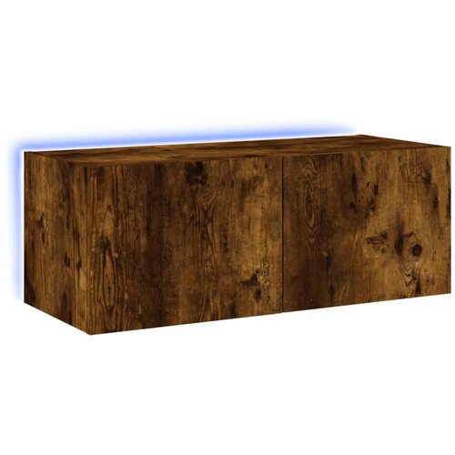 Maison Chic Stenska TV omarica - TV stojalo - Televizijska omarica z LED lučkami dimljeni hrast 80x35x31 cm, (21701771) Cene