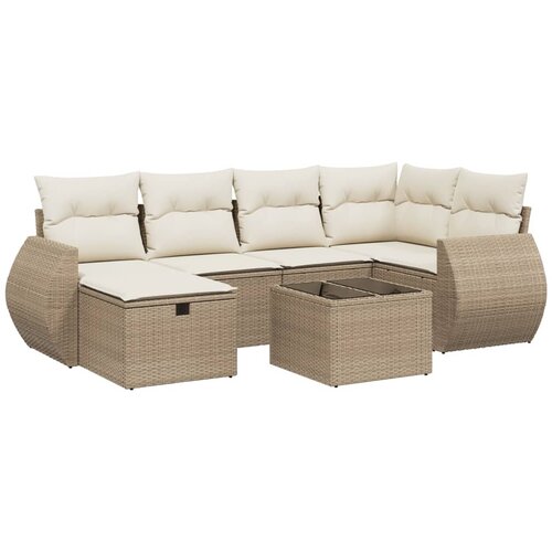  7-dijelni set vrtnih sofa od poliratana s jastucima bež 70 x 62.5 x 69 cm Slike