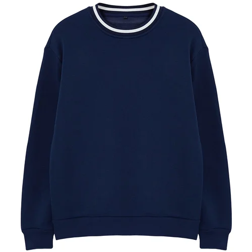 Trendyol Indigo Premium Oversize/Wide Cut Collar Knitwear Tape Detailed Sweatshirt