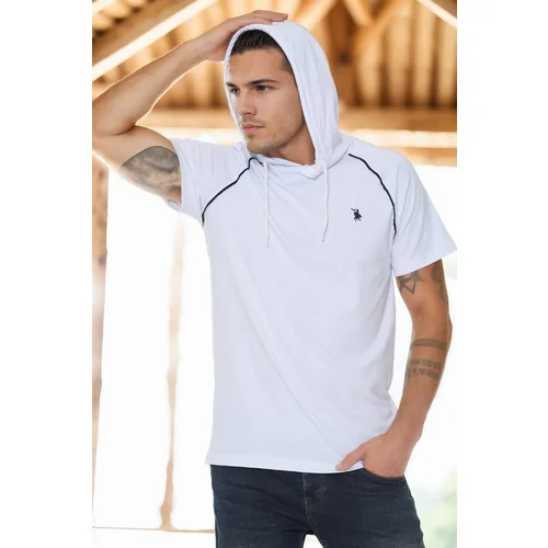 Dewberry T8570 HOODED MEN'S T-SHIRT-LIGHT WHITE