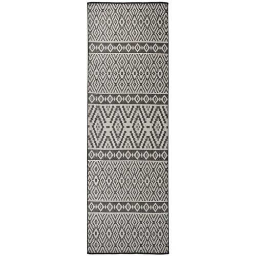 VidaXL zunanja preproga plo&amp;scaron;čato tkanje 80x250 cm črne črte Slike